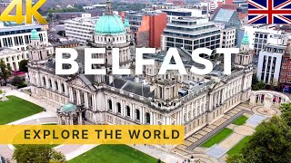 🇬🇧 BELFAST by Drone  City centre Aerial Footage  Northern Ireland UK  4K video [upl. by Larochelle31]