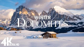 Dolomites 4K Winter Wonderland  Mesmerizing Snowy Peaks and Tranquil Music [upl. by Gilmer]