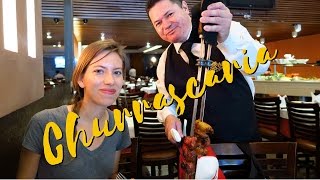 Churrascaria Churrasco style Brazilian meat buffet in Rio de Janeiro Brazil [upl. by Yremogtnom]