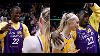 Cameron Brink and Jimmy Butler share a moment after the Sparks win over the Dallas Wings [upl. by Iron]