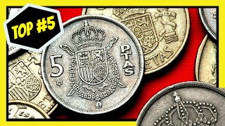 🚩 TOP 5 Monedas ESPAÑOLAS mas VALIOSAS 1870 1899 5 PESETAS  El Mundo de las Monedas [upl. by Seigel]