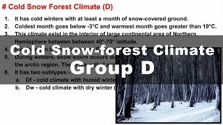 Koppen Scheme  Cold Snow Forest Climate D  UPSC IAS Geography [upl. by Llewoh178]