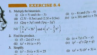 Class 8th maths l Exercise 84 l NCERT l Chapter 8 l Algebraic Expressions and identities l Carb [upl. by Nicol828]