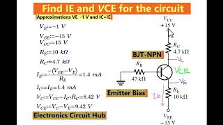 Emitter Biased  Find IE and VCE of NPN Transistor [upl. by Derward]