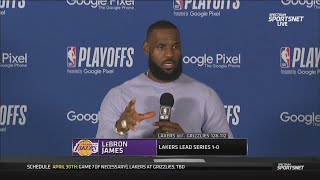 LeBron James Postgame Interview  Los Angeles Lakers dominate Memphis Grizzlies 128112 [upl. by Lorimer]