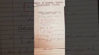 Discriminant in quadratic equation and Nature of roots shorts class10 class11 discriminant [upl. by Yorgerg]