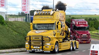 Truckshow Ciney 2024 Part 1 with Scania V8 open pipes sound  custom semi Trucks [upl. by Marigolda]