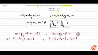 For which values of p does the pair of equations given below has unique solution 4xp y80 2x [upl. by Stoat94]