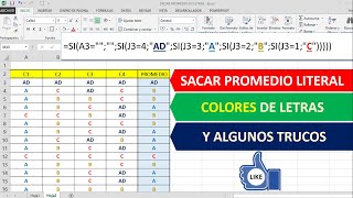 COMO SACAR PROMEDIO DE NOTAS EN LETRAS O LITERAL ADABC Y PONER UN COLOR DIFERENTE PASO A PASO [upl. by Cami18]