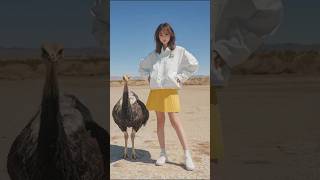 A beauty plays with an ostrich and fuse with it americagottalent magic funny dance ostrich [upl. by Gitt]