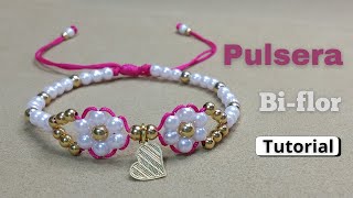 Aprende a Elaborar esta Linda Pulsera Biflor Tutorial DIY [upl. by Rudd450]