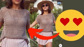 COMO tejer una blusa o remera a crochet para mujer 💃1 [upl. by Maltz]