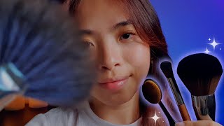 ASMR Brushing Every Part Of Your Face With Different Soft Brushes To Relax You 🕊️💙 Layered Sounds [upl. by Nolyaw]