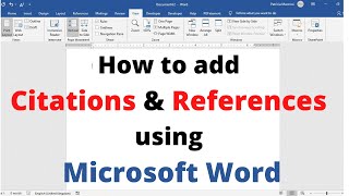 How to add Citations and References using Microsoft Word  Adding Citation and References by MS word [upl. by Graig]