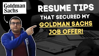 Resume Tips from ExGoldman Sachs Analyst CV For Bankers [upl. by Einama]