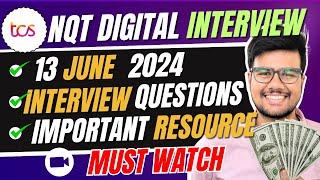 TCS Digital Role Interview Experience 13th June 2024 [upl. by Glad110]