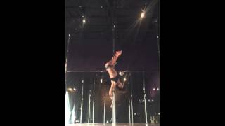 Spinning pole combo layback pole sit to handspring cartwheel into pole shapes [upl. by Nomaid948]