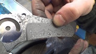 Polishing Damascus before etching  Erik talks about Damasteel [upl. by Silyhp]