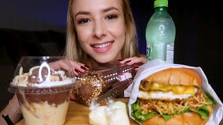 ASMR MUKBANG  HAMBURGÃO com MAIONESE de RÚCULA  DOCES DE SOBREMESA 🍔🤤 [upl. by Netnert]