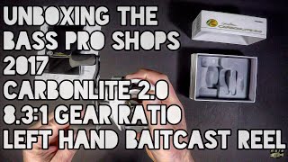 Unboxing The Bass Pro Shops 2017 Carbonlite 20 831 Gear Ratio Left Hand Baitcast Reel [upl. by Yrtua]