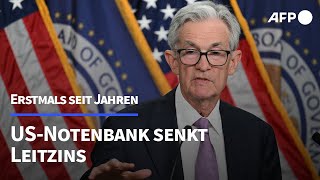 USNotenbank senkt Leitzins um 05 Prozentpunkte  AFP [upl. by Karlan]