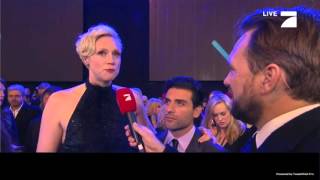 Interview Gwendoline Christie and Oscar Isaac at The Force Awakens European Premiere [upl. by Norihs]