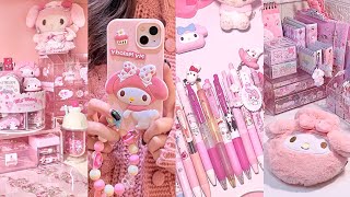 pink cute stationery organization  Sanrio stationery haul ASMR [upl. by Coniah]