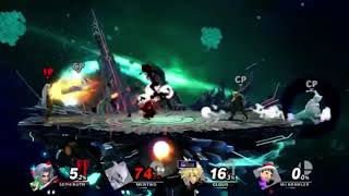 SSBU Sephiroth vs Mewtwo vs Cloud vs Corrupted Tyler Bui [upl. by Obbard]