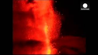 Volcano Villarrica spews lava and incandescent rock Chile [upl. by Aihcropal]