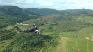 Mi24 Hind helicopters shoot rockets from pilot view perspective [upl. by Hsaka]