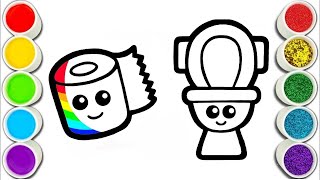 Toilet And Toilet Paper Drawing Painting amp Coloring For Kids and Toddlers Child Art [upl. by Fraze]