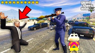 Franklins Police BIGGEST ATTACK on PRESIDENT in GTA 5  SHINCHAN and CHOP [upl. by Airdnek]