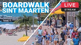 Boardwalk  Great Bay Beach  Philipsburg  Sint Maarten 🌴💦🛳️ LIVE WEBCAM [upl. by Nosneb]