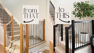 PAINTING MY STAIRS BLACK  NO sanding NO stripping DIY makeover [upl. by Goat323]