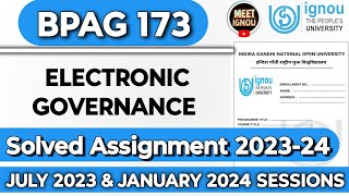 BPAG 173 Solved Assignment 202324  Electronic Governance  bpag173 bpag173ignou bpag173 [upl. by Ivgnout]