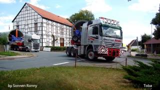 Bender Schwertransporte  WKA Turmteile Windpark Holzthaleben [upl. by Anaihsat]