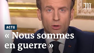 « Nous sommes en guerre »  le discours de Macron face au coronavirus extraits [upl. by Dupin]