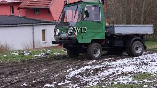 Multicar M25 4x4 gräbt sich den Berg hoch Kommunal VW Motor Kipper Allrad [upl. by Enawd]