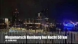 Megamarsch Hamburg bei Nacht  1213082023 50km Wandern [upl. by Alvina866]