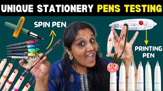 Unique Stationery PENS TESTING🖊Worth aa Waste aa 3D Neon Pen Popcorn Pen 2line Pen etc [upl. by Ahon]