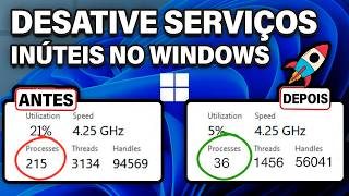 Desative ESSES SERVIÇOS inúteis AGORA para menos uso de CPU e RAM no Windows 1110 [upl. by Affer183]