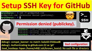 How to setup ssh key for GitHub  Permission denied publickeyprivatekey [upl. by Kcirddahc]