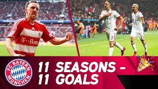 11 Seasons 11 Goals  Franck Ribérys Best FC Bayern Goals 🔴⚪ [upl. by Redvers975]