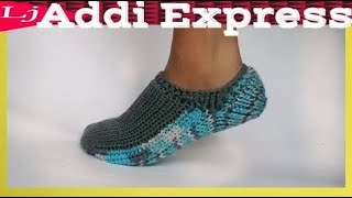 Addi Express Pro Pocket slippers  Pattern by Loretta Elmore [upl. by Hardie]