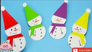 Paper Snowman  How to make a paper Snowman  christmas craft ideas paper Snowman making ⛄⛄⛄⛄ [upl. by Ahsieyn967]