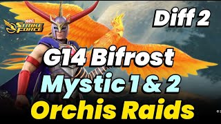 ORCHIS MYSTIC NODE 1 amp 2 GUIDE DIFFICULTY 2 G14 BIFROST NO ODIN OR MEPHISTO  MARVEL Strike Force [upl. by Aihsotal]