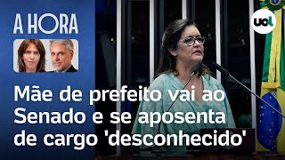 Mãe de prefeito vai ao Senado e se aposenta de cargo público desconhecido  Thais Bilenky [upl. by Hakeem]