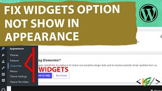 How to Fix Widgets Option Missing in WordPress  Fix Widgets Disappeared from WordPress Appearance [upl. by Naves]