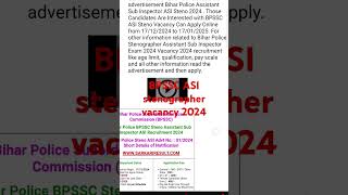 BPSSC ASI stenographer vacancy 2024 [upl. by Werbel715]