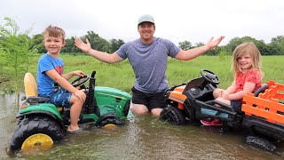 Saving our tractor from the deep water and mud  Tractors for kids [upl. by Eisinger]